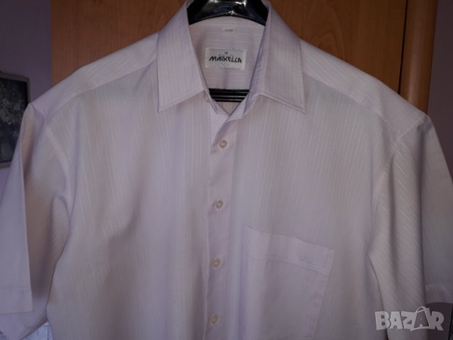 Мъжка риза къс ръкав Markella светлолилава XL-2XL , снимка 2 - Ризи - 29161558