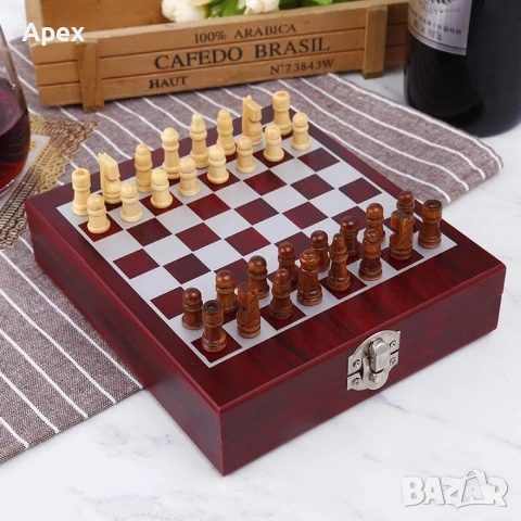 Луксозен Сет за Вино и Шах в Дървена Кутия с Аксесоари.Сет за Вино.Подаръчна Кутия за Вино и Шахмат+, снимка 13 - Декорация за дома - 54176289