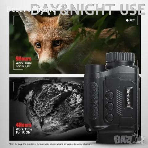 Монокуляр за нощно виждане 4K GeowFiiTech с дисплей, снимка 7 - Камери - 47327845