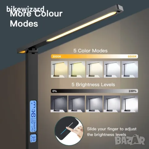 Настолна лампа, LED димируема с функция за зареждане, часовник нощна лампа 10 W  НОВА, снимка 4 - Настолни лампи - 50019489