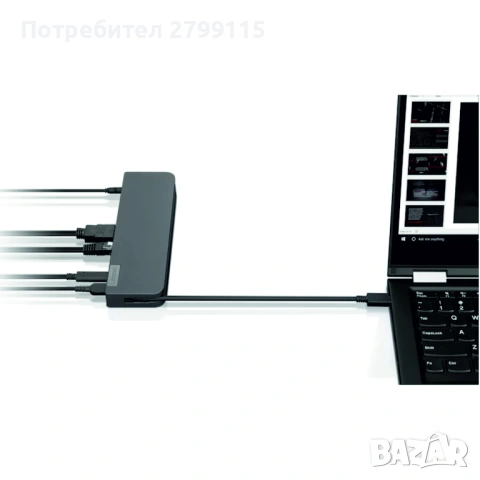 Lenovo USB-C Dock 40AU + оригинално 65W зарядно | 4K | LAN | HDMI, снимка 4 - Друга електроника - 54289794