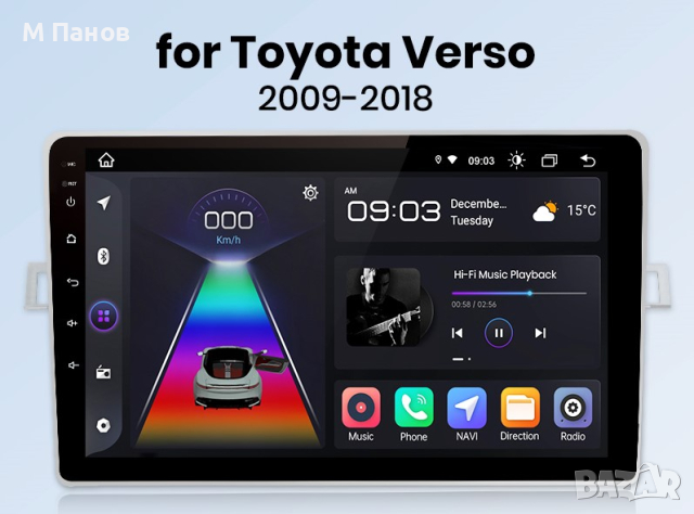 Мултимедия Android за Toyota Corolla Verso 2009-2018, снимка 1 - Аксесоари и консумативи - 44761791