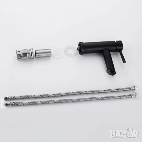 Смесител за мивка, неръждаема стомана , черен мат, снимка 2 - Смесители - 52588571