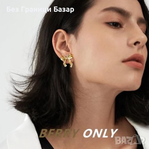 Нови Елегантни Златни Обеци с Панделка - Идеален Аксесоар за Всеки Ден, снимка 4 - Обеци - 44261764