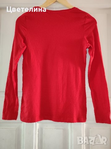 Дамска червена памучна блуза на GATE с дълъг ръкав размер S/34 цена 10.00 лв., снимка 3 - Блузи с дълъг ръкав и пуловери - 42650373