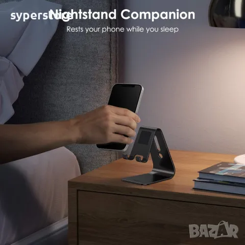 Стойка за телефон за Бюро, Маса, Digital One SP00997 mocile mate, Универслана, черна, метална, снимка 5 - Селфи стикове, аксесоари - 49178297