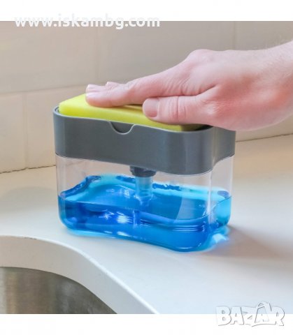 КОНТЕЙНЕР - ДОЗАТОР ЗА ТЕЧНИ ПРЕПАРАТИ В КОМБИНАЦИЯ С ПОЧИСТВАЩА ГЪБА - код 2640
