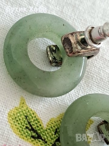Ретро обеци с нефрит, снимка 4 - Антикварни и старинни предмети - 42289125