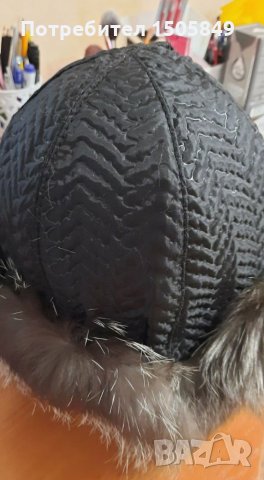 Шапка от естествен велур и сребърна лисица, снимка 10 - Шапки - 35611261