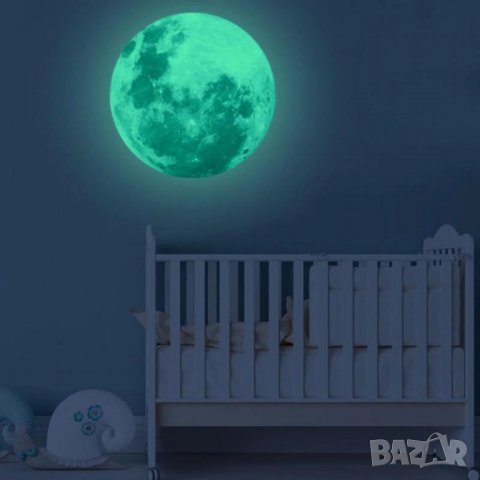 Фосфорен Светещ Лунен 3D стикер за стена за детска стая, снимка 4 - Декорация за дома - 30769368