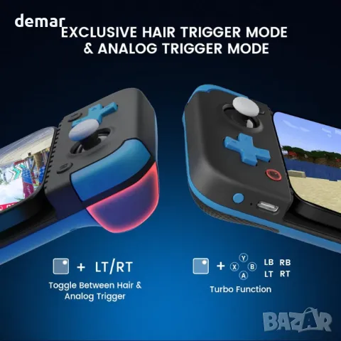 GameSir X2s Bluetooth мобилен контролер за игри за iOS, Android телефони и компютри, снимка 5 - Друга електроника - 47295460