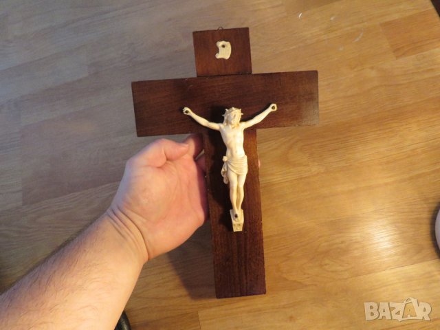 Стар кръст разпятие Христово, Исус Христос 30 х 20см бог религия, снимка 2 - Други ценни предмети - 35333930