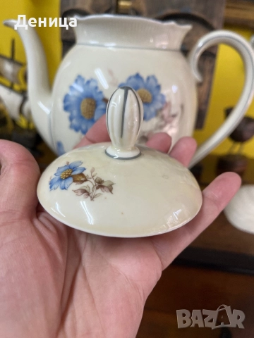 Schumann и любима декорация💙 Слонова кост, двоен син кант, а помежду им нежен релеф , снимка 9 - Сервизи - 51638056