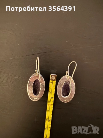 Сребърни обеци с Аметист, снимка 6 - Обеци - 52753384