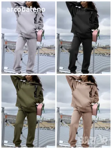 Дамски есенно-зимен ежедневен комплект от две части, 4цвята