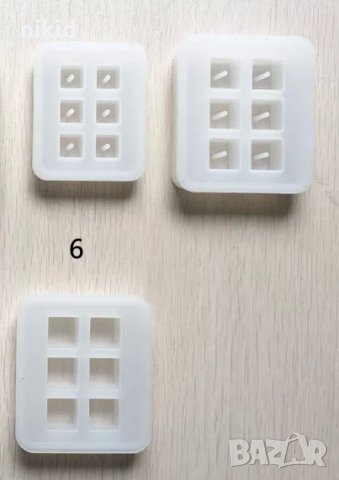 6 кубчета кубче с без дупка за мъниста направа на колие гривна силиконов калъп молд бижу смола обеци, снимка 4 - Други - 26070971