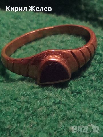 СТАР БРОНЗОВ СКЪПОЦЕНЕН ПРЪСТЕН с ЛАПИС ЛАЗУЛИ РЪЧНА МАЙСТОРСКА АРТ ДЕКО ИЗРАБОТКА 7449, снимка 4 - Антикварни и старинни предмети - 34840483