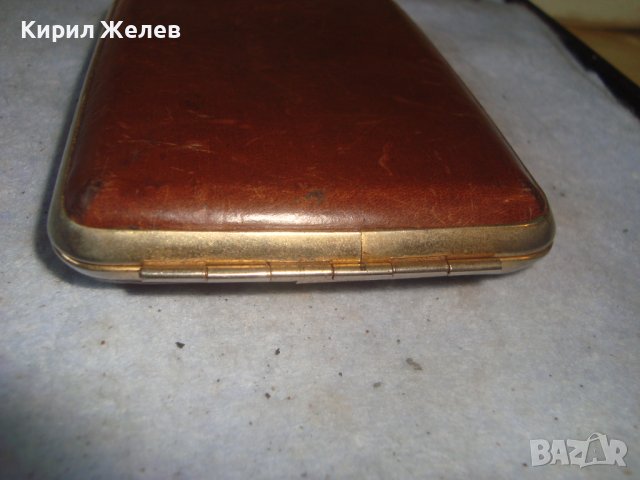 СТАРА РЕТРО ВИНТИДЖ ЛУКСОЗНА ТАБАКЕРА с ПОЗЛАТА и ОБЛИЦОВКА от ЕСТЕСТВЕНА КОЖА 32202, снимка 5 - Други ценни предмети - 38288814