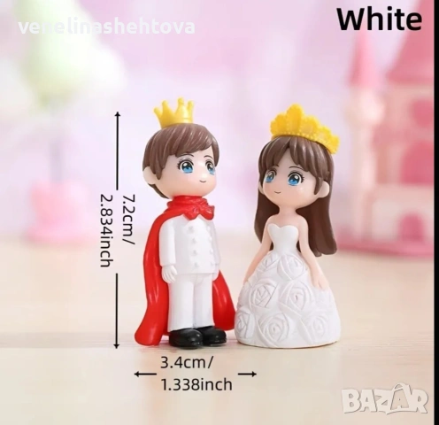 Фигурки принц и принцеса с корона в бяло декорация на торта парти влюбени , снимка 3 - Други - 53938090