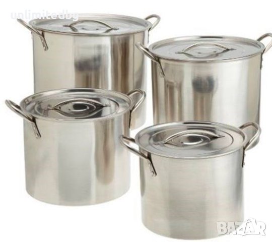 Комплект 4 Тенджери от неръждаема стомана , РАЗМЕРИ:24CM,26CM,28CM & 30CM,ОБЕМ:34L,20L,16L,8L, снимка 8 - Съдове за готвене - 42888664