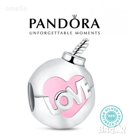 Промо -30%! Талисман Pandora Пандора сребро 925 Love Bomb. Колекция Amélie, снимка 1 - Гривни - 39577050