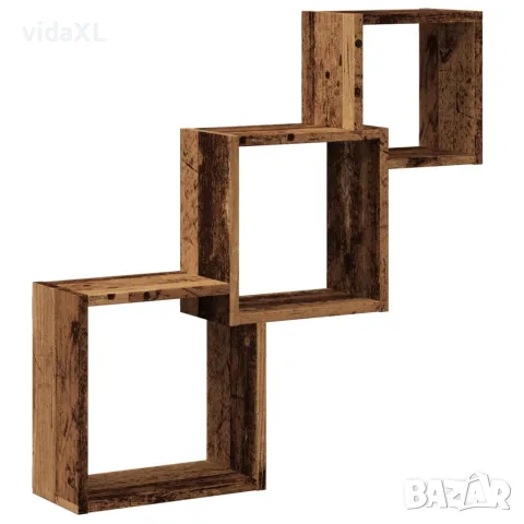vidaXL стенни кубични рафтове от старо дърво 68x15x68 см, снимка 1 - Етажерки - 56148262
