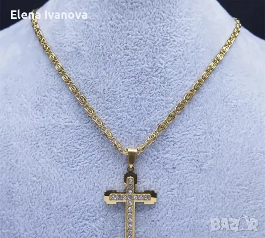 Уникален ланец с кръст от медицинска стомана, снимка 2 - Колиета, медальони, синджири - 49483772