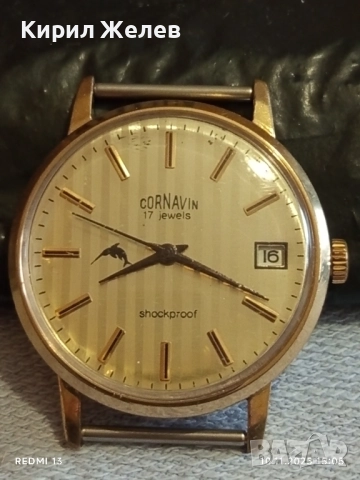 Стар механичен часовник мъжки CORNAVIN работи позлатен перфектен 37524
