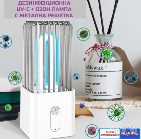 ДЕЗИНФЕКЦИОННА UV-C + Озон Лампа с Метална Решетка - Разпродажба със 70% Намаление, снимка 4 - Овлажнители и пречистватели за въздух - 29399370