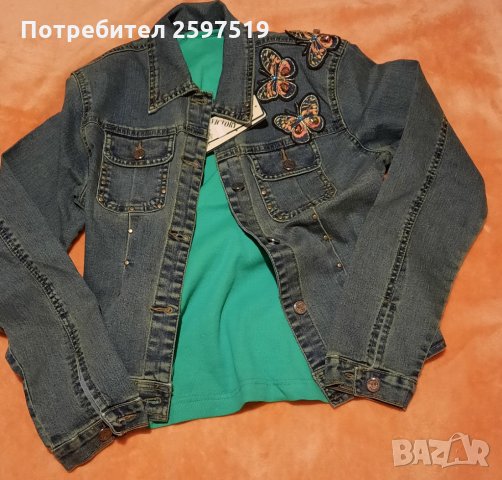 Дънково късо яке с декорация., снимка 1