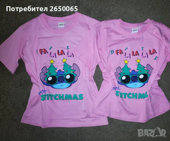 Ново! Еднакви розови тениски Стич за мама и дъщеря! S/M и 146см., снимка 1