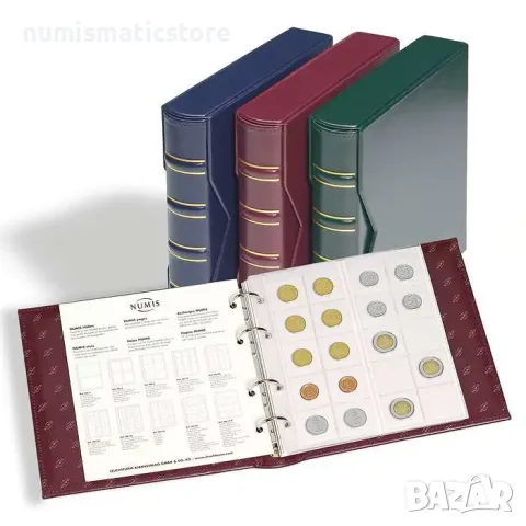 Leuchtturm NUMIS Classic - луксозен албум с касета зелен , снимка 2 - Нумизматика и бонистика - 56330002
