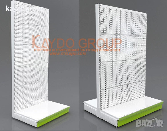Магазинен метален стелаж с перфо гръб, бял - НОВИ, НАЛИЧНИ, снимка 6 - Стелажи и щандове - 51832519