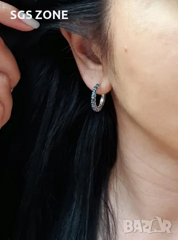 Класически Сребърни Обеци с Рубини/Сапфири/Изумруди, снимка 2 - Обеци - 49890126