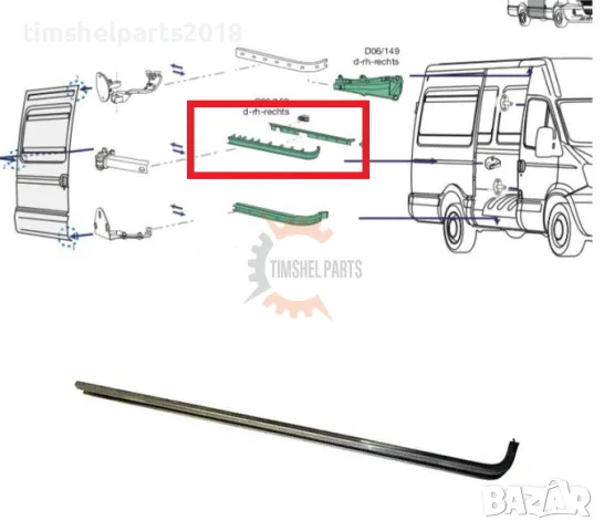 Ролков водач "Среда" плъзгаща врата за Iveco Daily 2000-2014