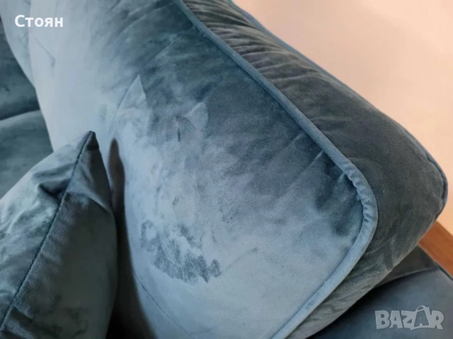 Син диван от плат с функция сън голяма двойка, снимка 3 - Дивани и мека мебел - 51955424