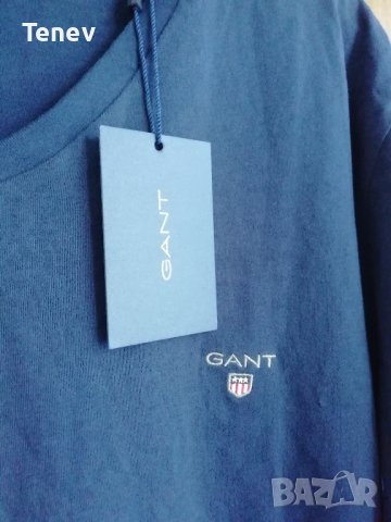 GANT The Original Slim V-Neck Evening Blue 433 оригинална нова тениска , снимка 4 - Тениски - 37888514