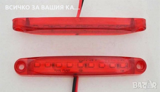 Лед LED габарити с 9 диода , 12-24V , ЧЕРВЕНИ за камион ремарке , снимка 4 - Аксесоари и консумативи - 35400320