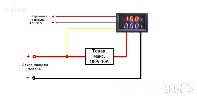 Комбиниран цифров волтметър и амперметър с шунт Dc 0-100v 0-10a, снимка 3 - Други инструменти - 9634111