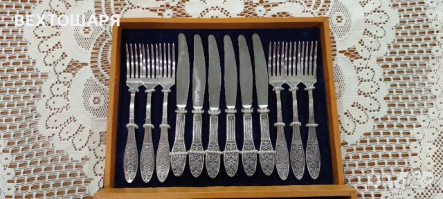 Уникален Комплект Руски Прибори за Хранене , снимка 3 - Антикварни и старинни предмети - 38588870