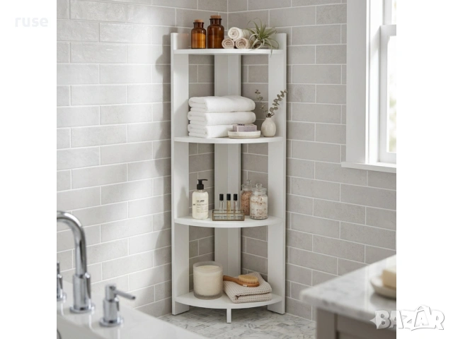 НОВА! Ъглова етажерка за баня хол кухня антре 110х30х30см, снимка 2 - Етажерки - 54145522