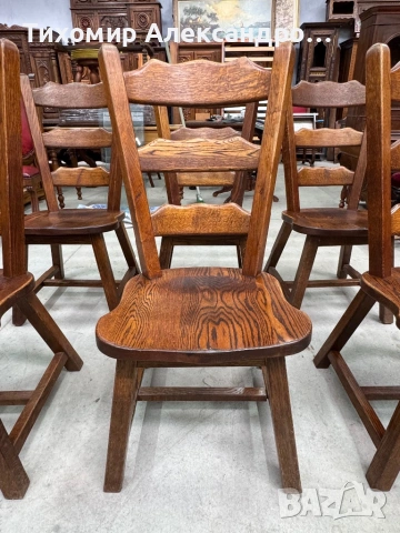 Комплект трапезни столове от дъбов масив, снимка 7 - Столове - 54288032