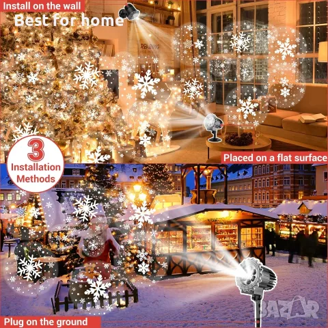 LED проекторни светлини със снежинки, снимка 5 - Прожектори - 56412094