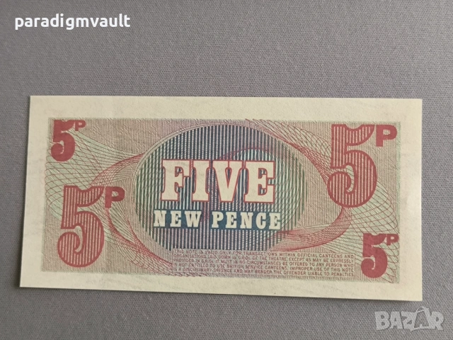 Военна банкнота - Великобритания - 5 пенса UNC, снимка 2 - Нумизматика и бонистика - 53057059
