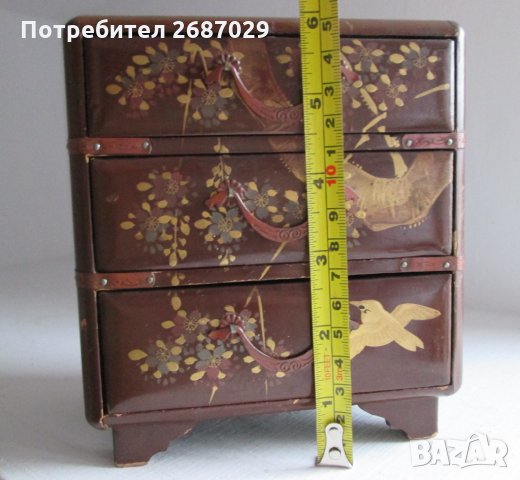 стара японска кутия за бижута с чекмеджета, снимка 5 - Други ценни предмети - 31805072