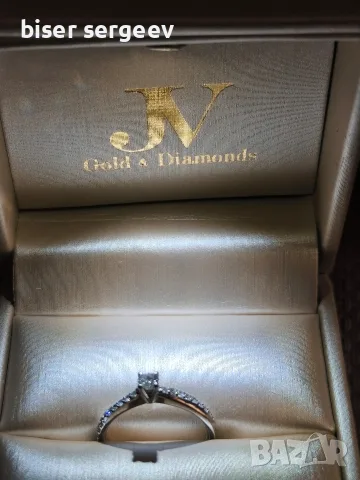 Елегантен златен пръстен с диаманти 0,31 ct (14 к.бяло злато)със сертификат., снимка 3 - Пръстени - 56083648