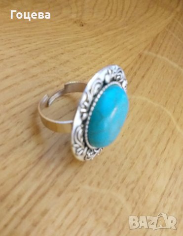 Прекрасен Бохемски пръстен с голям Тюркоаз от новата ни колекция, снимка 8 - Пръстени - 29347196
