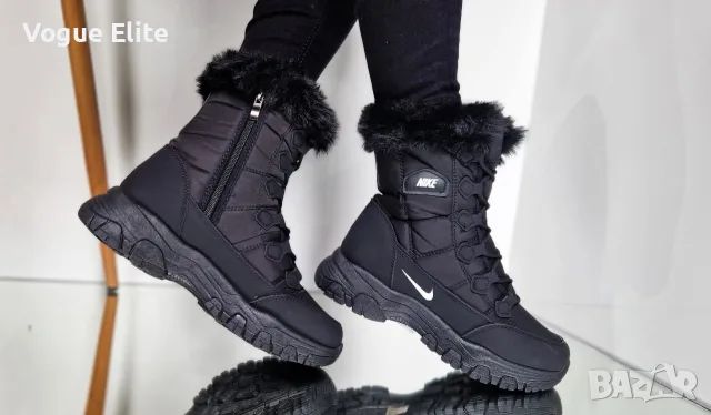 Дамски зимни боти с пух Nike черни , снимка 4 - Дамски боти - 56138668