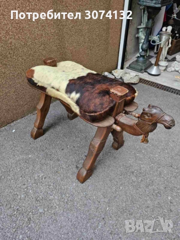 Самар с дърворезба и естествена кожа