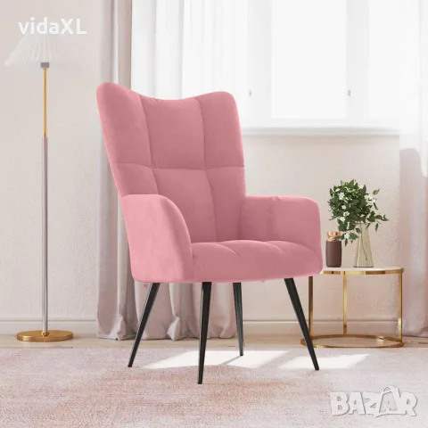 vidaXL Релаксиращ стол, розов, кадифе, снимка 2 - Столове - 56146828